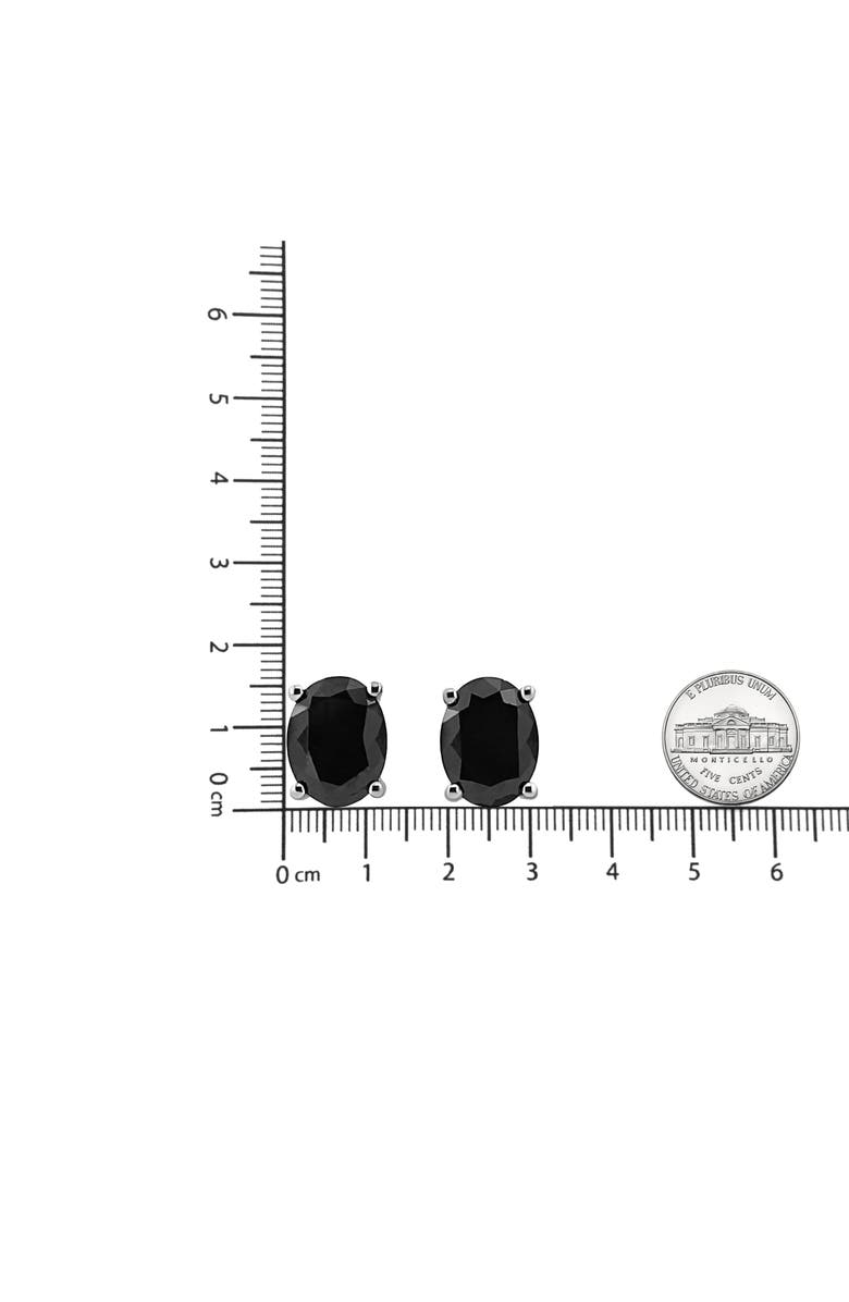 Haus of Brilliance Silver 4.0 Ct Prong Black Oval Diamond Stud Earring, Alternate, color, White