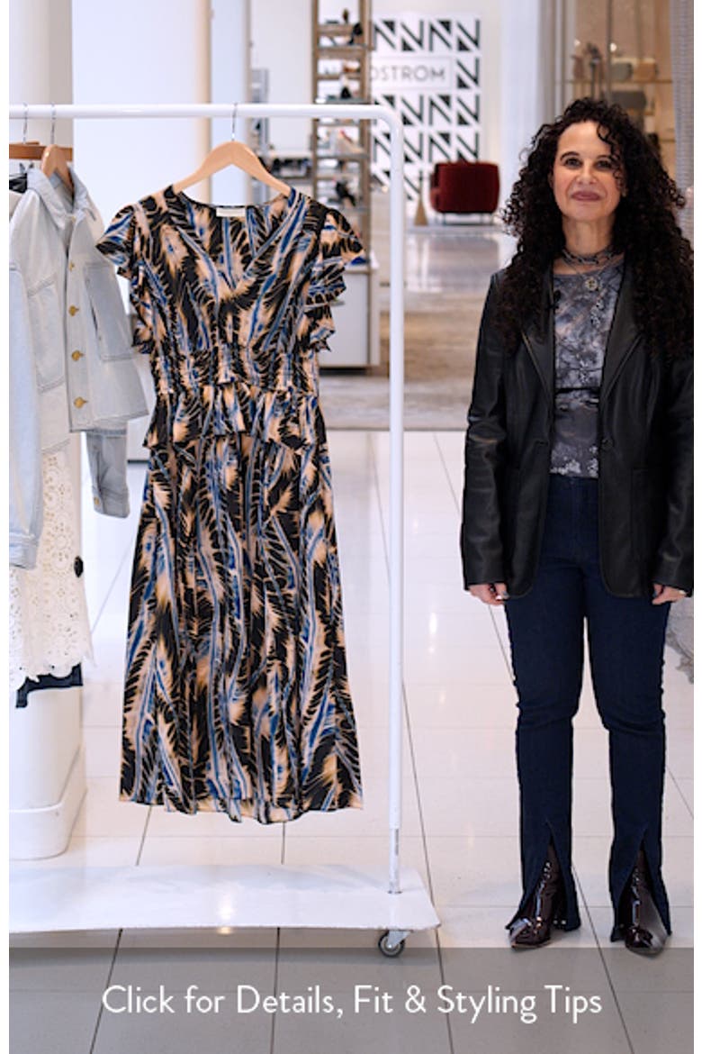 Brielle Abstract Print Silk Midi Dress video