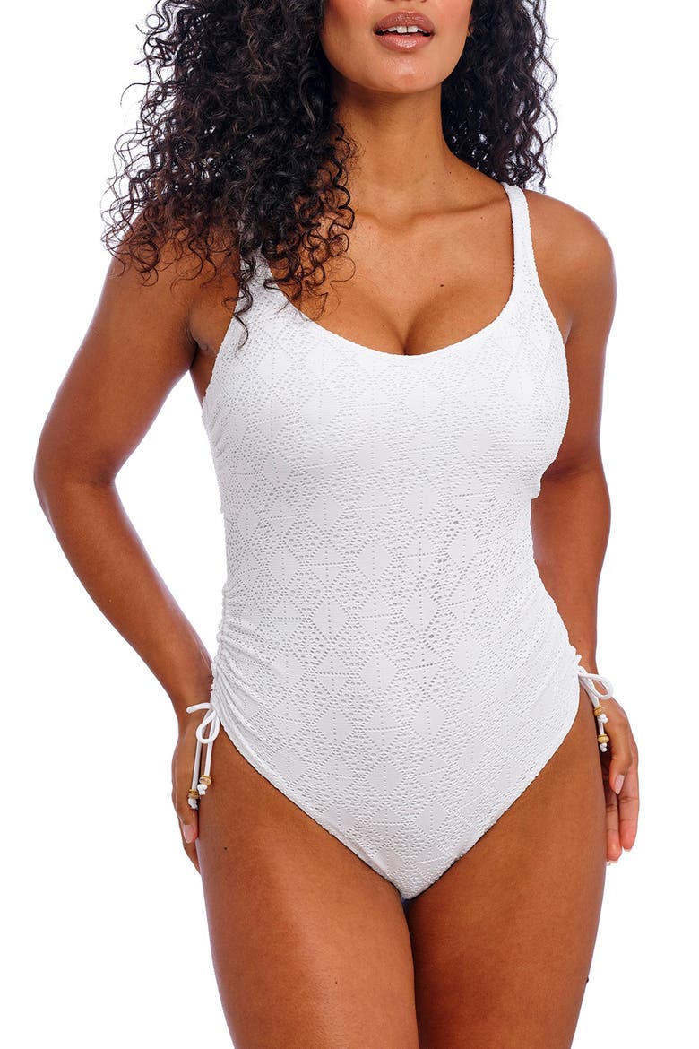 Nomad Nights Underwire One-Piece Swimsuit, Main, color, WHITE