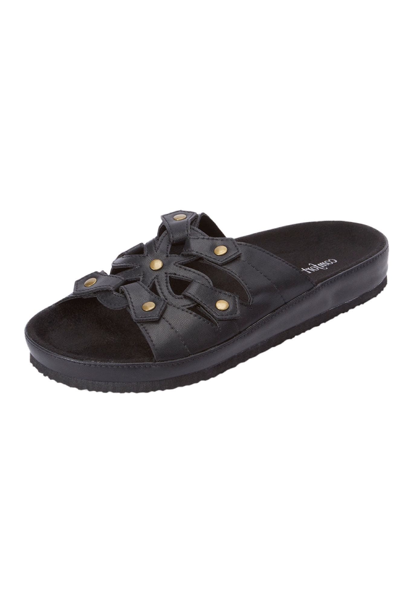 Comfortview The Summer Slip On Footbed Sandal, Main, color, Black