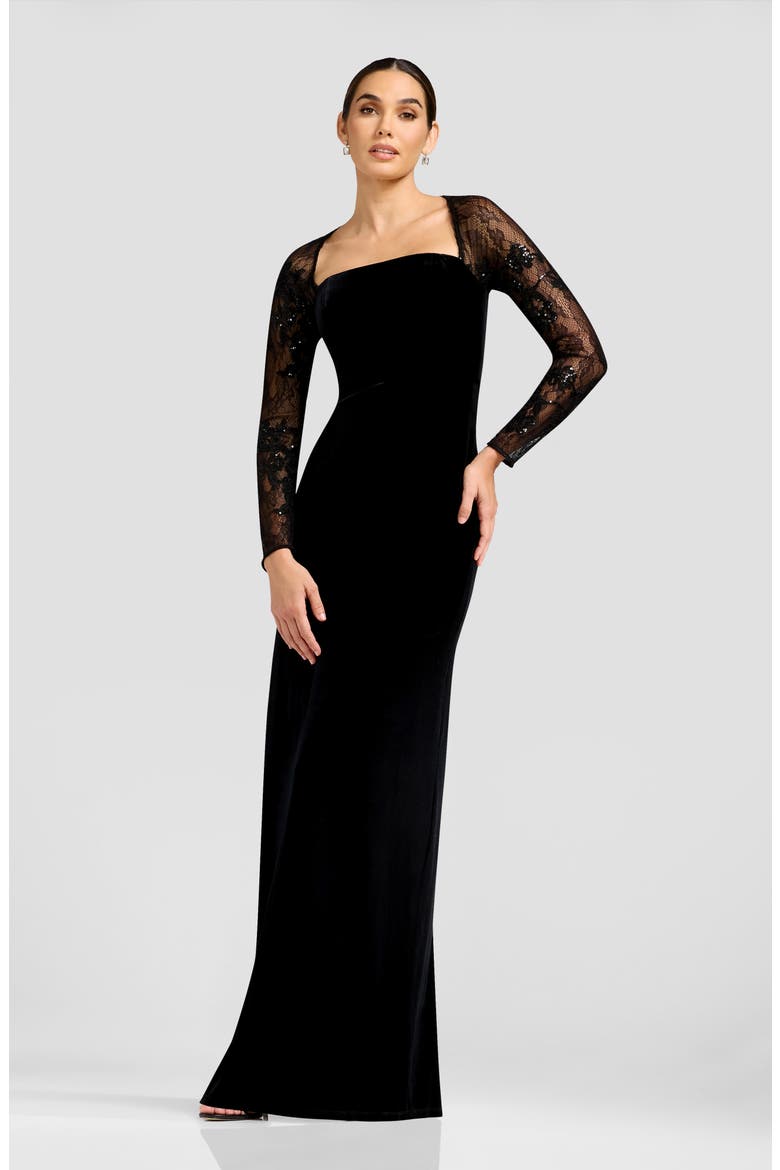 Maxwell Long Sleeve Gown, Alternate, color, BLACK