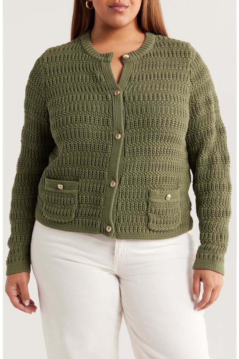Textured Sweater Jacket, Alternate, color, GREEN SORREL