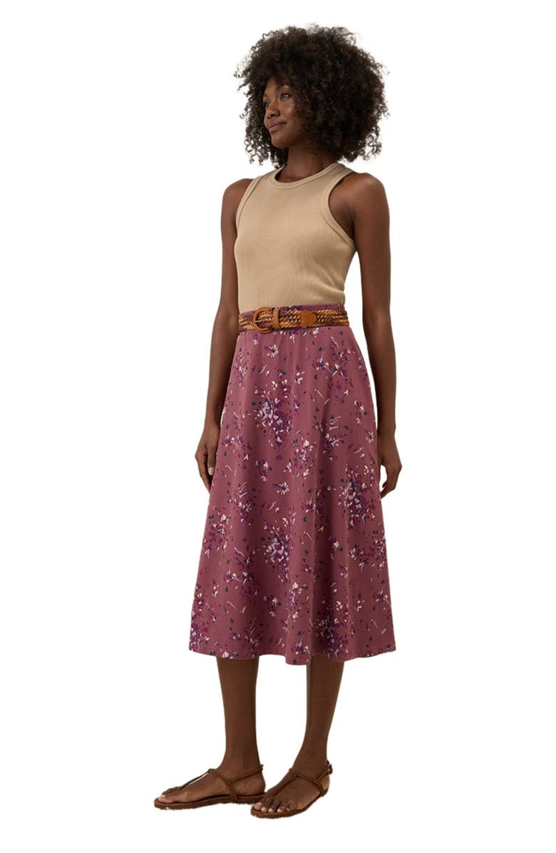 Pact Organic Cotton Fit & Flare Midi Skirt, Alternate, color, Dotted Sprays Mauve