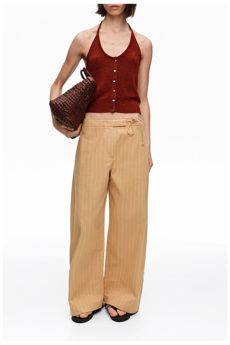 Halter Top With Stones, Alternate, color, BROWN