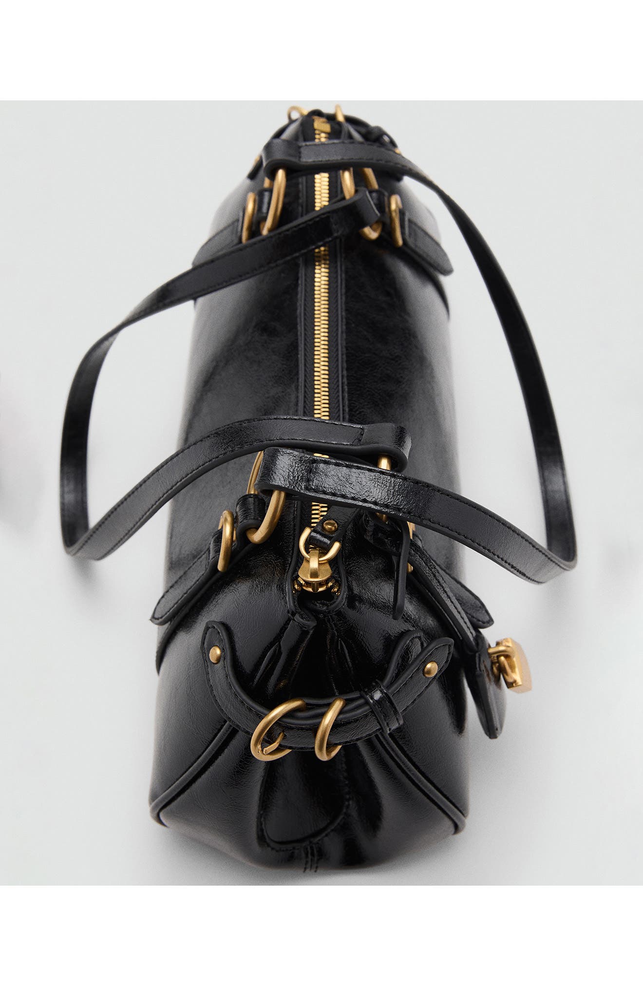 MANGO Faux Leather Bowling Shoulder Bag, Alternate, color, 