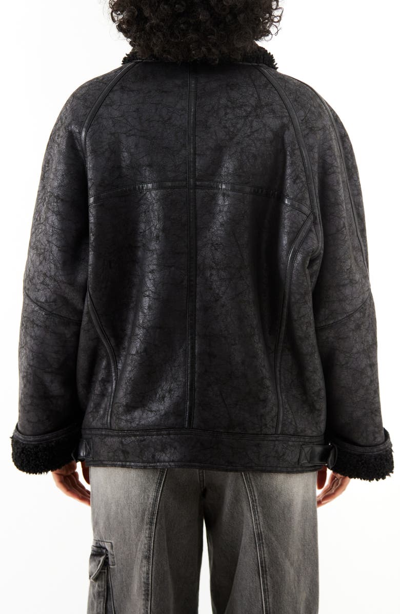 BDG Urban Outfitters Ella Faux Shearling Lined Faux Leather Aviator Jacket, Alternate, color, 
