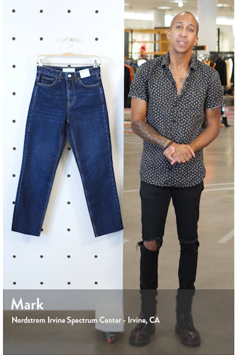 High Waist Raw Hem Straight Leg Jeans video