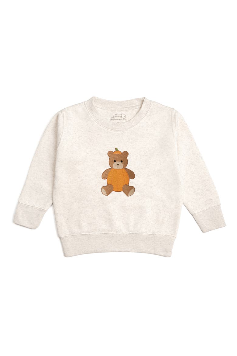 Pumpkin Teddy Bear Patch Sweatshirt, Main, color, Natural Heather