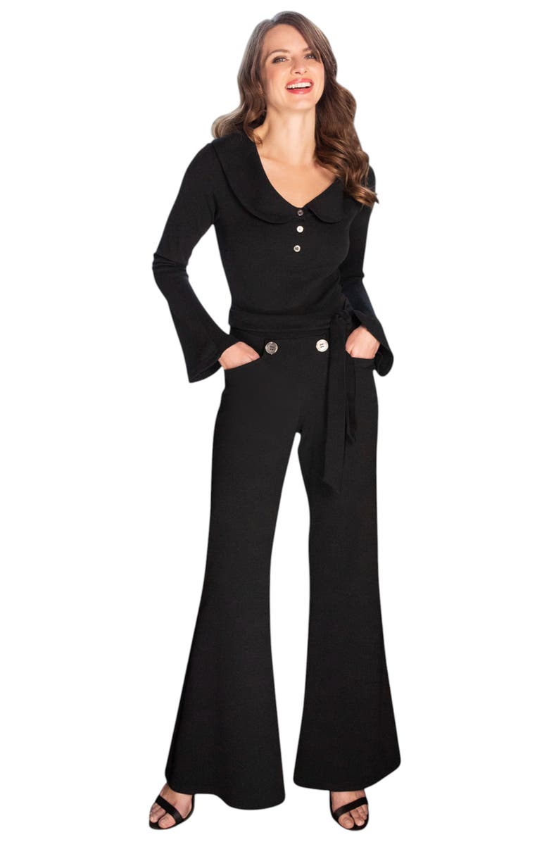 HotSquash London Clothing Bell-Bottom Jumpsuit with Collar Detail, Alternate, color,