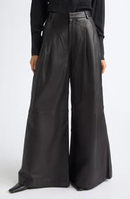 L'AGENCE Chelsy Wide Leg Leather Pants