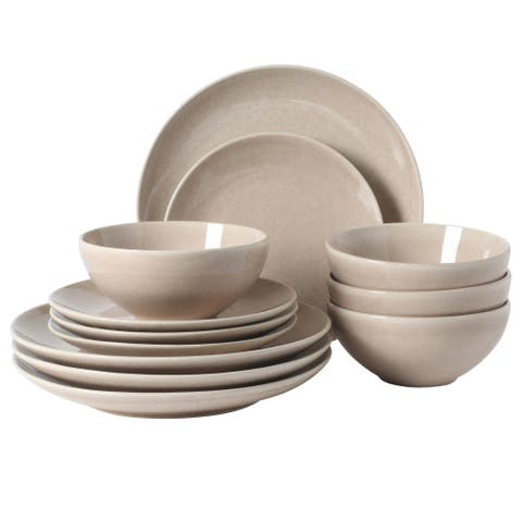 Castle Peak 12-Piece Reactive Glaze Stoneware Dinnerware Set