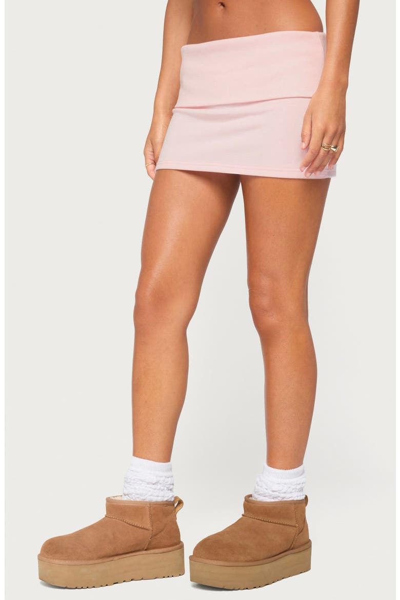 Cello Foldover Miniskirt, Alternate, color, LIGHT-PINK