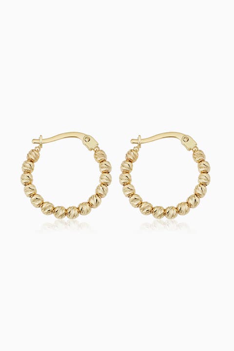 14K Yellow Gold Celebration Ball Hoops