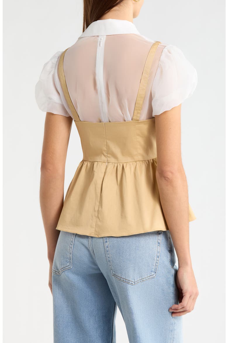 Carrington Layered Peplum Top, Alternate, color, KHAKI WHITE