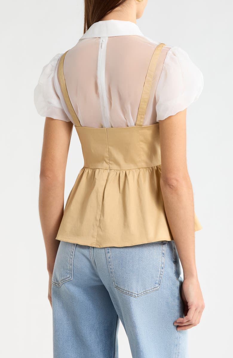 ASTR the Label Carrington Layered Peplum Top, Alternate, color, Khaki White
