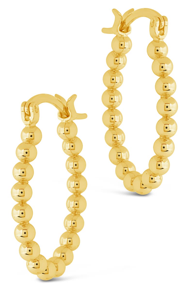 Sterling Forever Bubble Textured Oval Hoop Earrings, Alternate, color, Gold