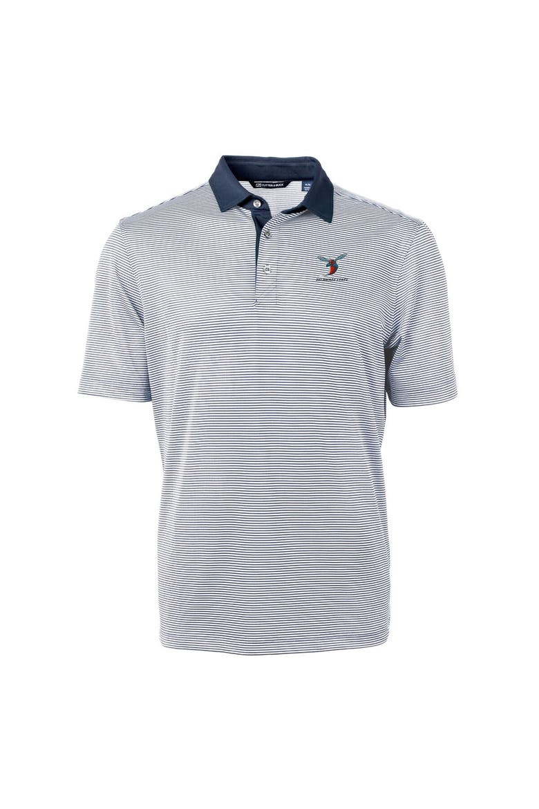 Men's Cutter & Buck  Navy/White Delaware State Hornets Big & Tall Virtue Eco Pique Micro Stripe Recycled Polo, Alternate, color, Navy