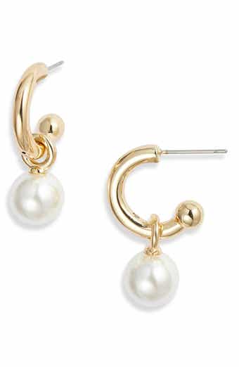 【おしゃれ】 KATE SPADE imitation pearl huggie hoop ピアス Kate Spade New York imitation pearl pavé huggie hoop