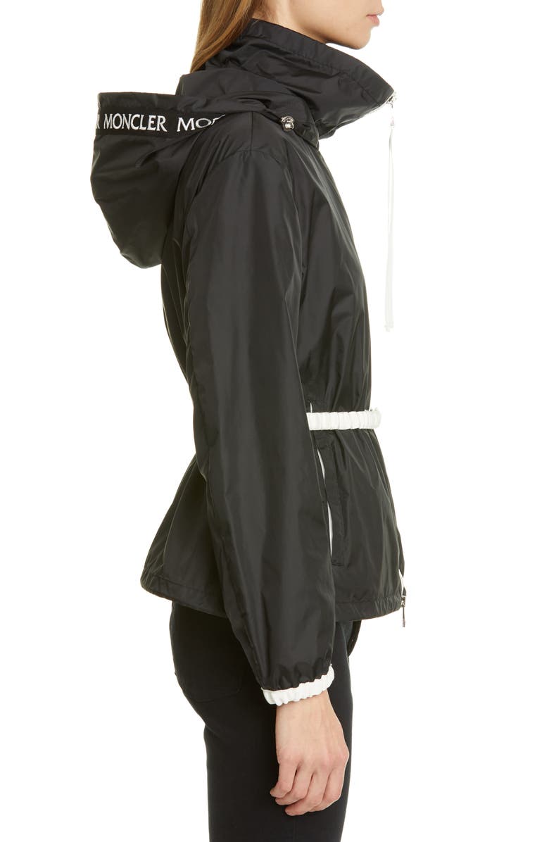 Moncler Belted Hooded Logo Jacket, Alternate, color,