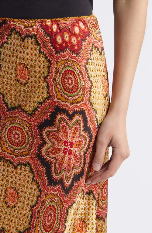 The Great . The Seabank Patchwork Print Midi Skirt In Brown
