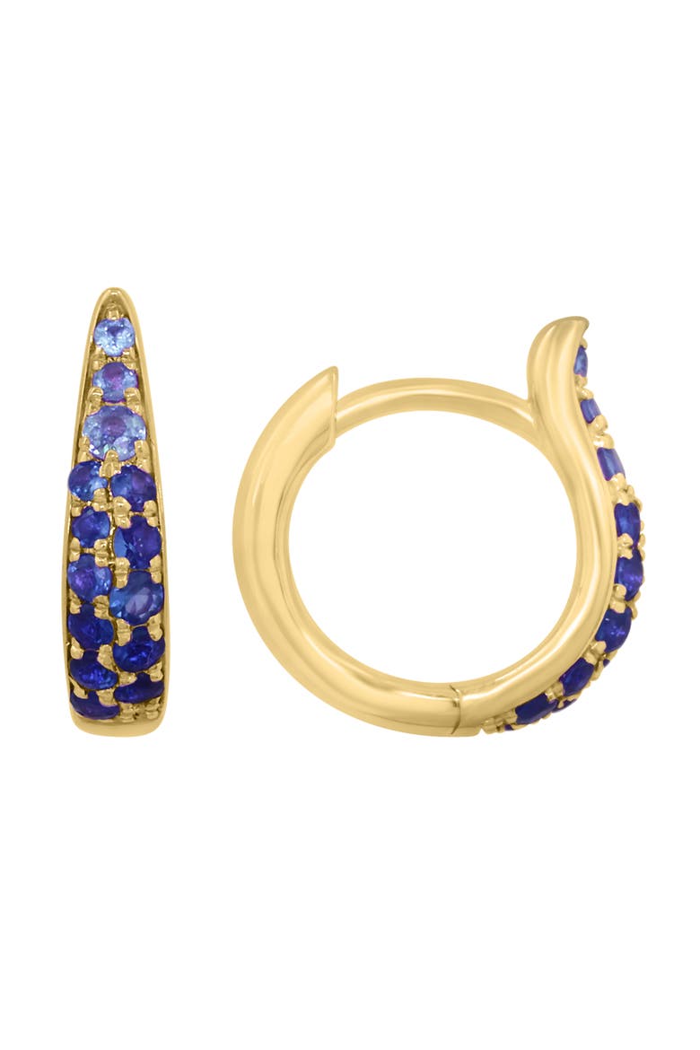 Natural Sapphire Huggie Hoop Earrings, Main, color, BLUE