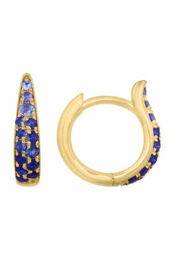 Natural Sapphire Huggie Hoop Earrings