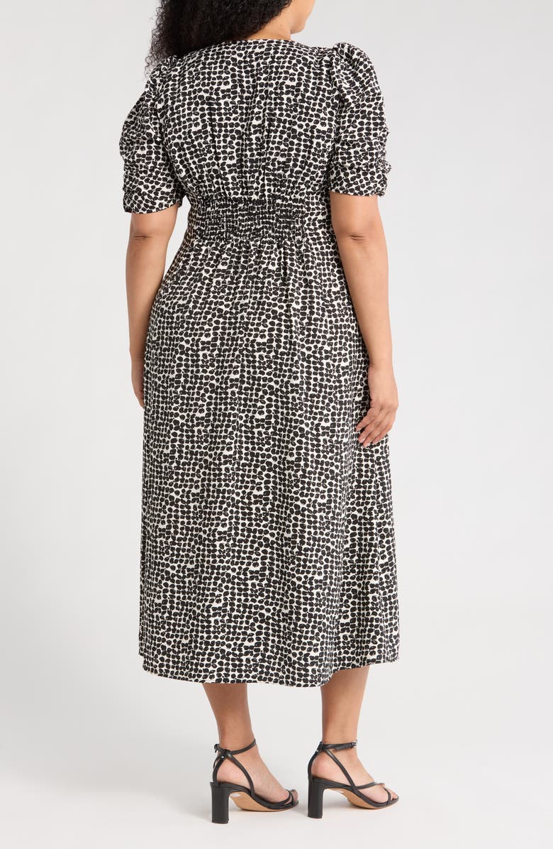 Renee C Floral V-Neck Midi Dress, Alternate, color, Black