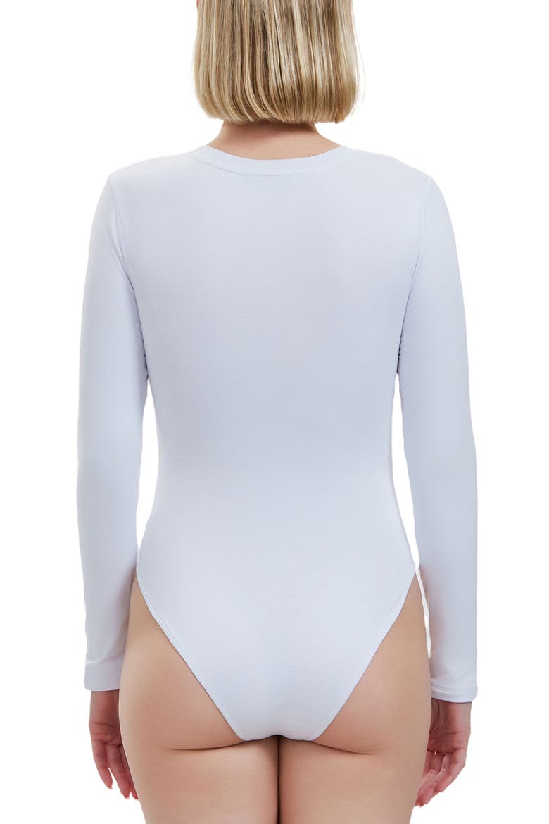 Round Neck Long Sleeve Bodysuit, Alternate, color, White