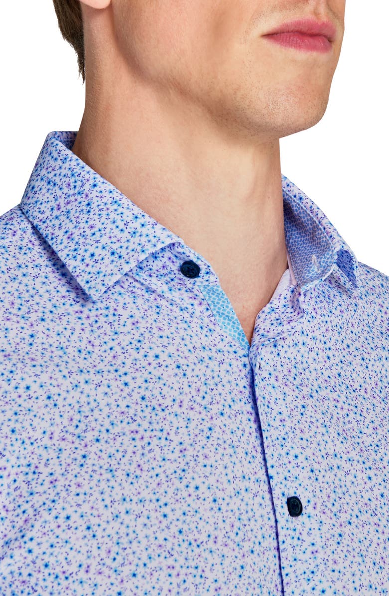 W.R.K Slim Fit Micro Floral Performance Dress Shirt, Alternate, color, White/ Blue