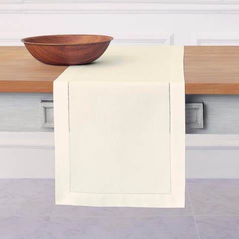 Cotton Linen Hemstitch Table Runner