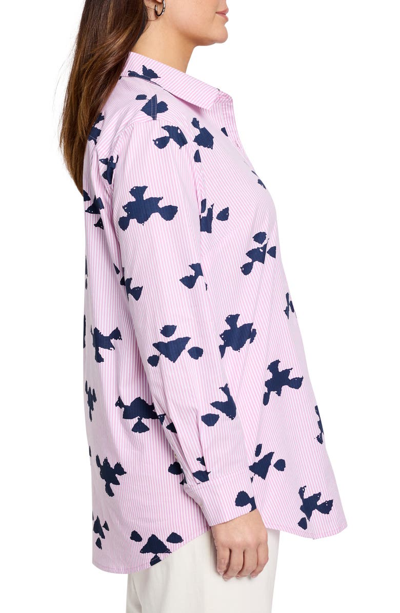 NIC+ZOE Stamped Stripe Stretch Cotton Button-Up Shirt, Alternate, color, Pink Multi