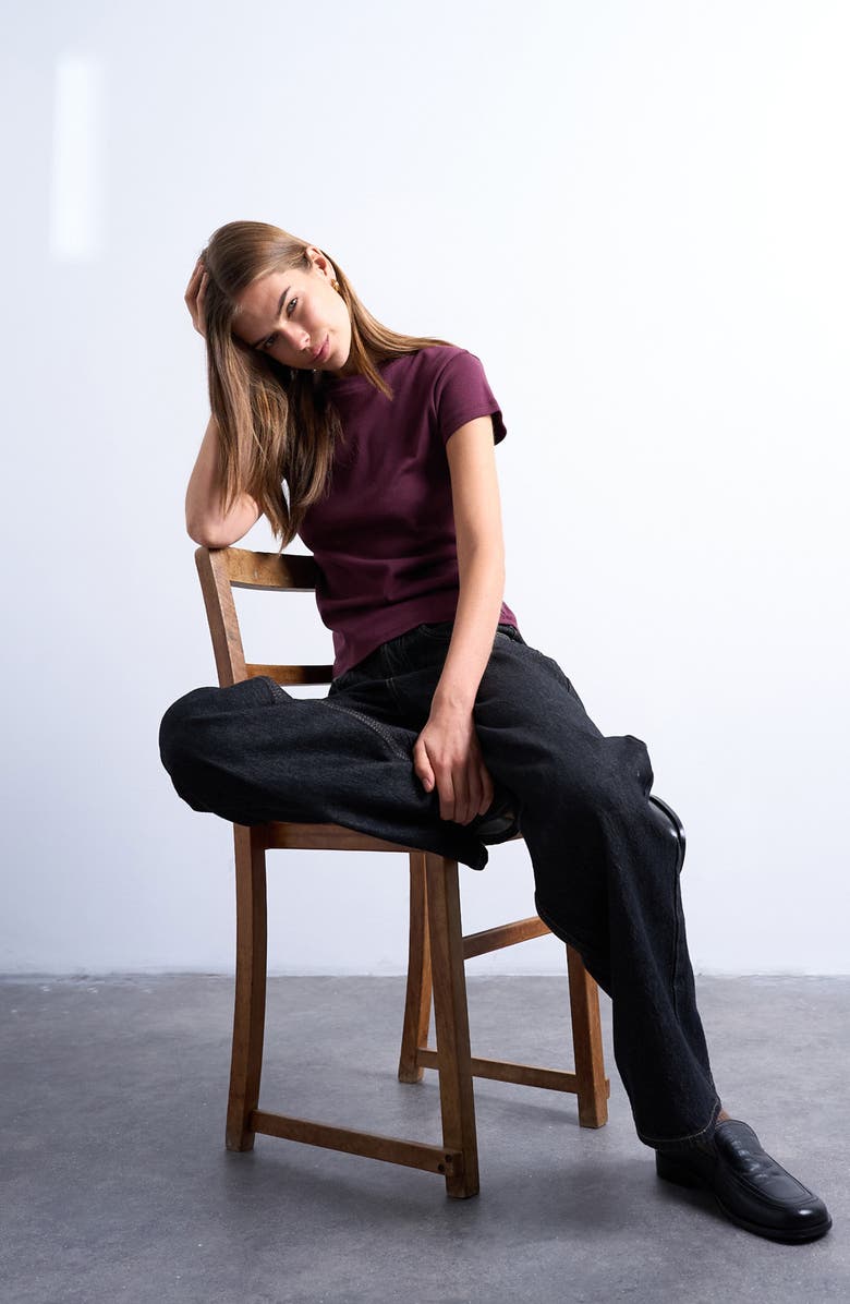 Topshop Everyday Cotton T-Shirt, Alternate, color, Burgundy