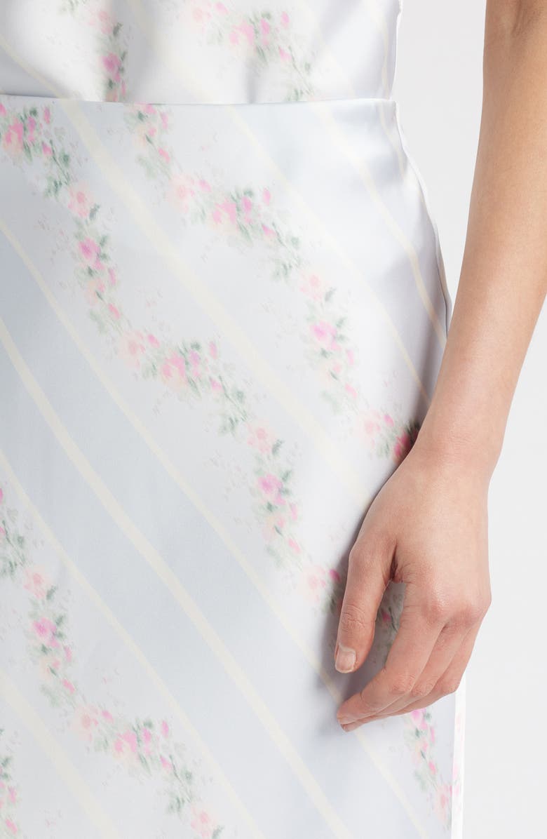 LoveShackFancy Malina Floral Lace Trim Satin Skirt, Alternate, color, 