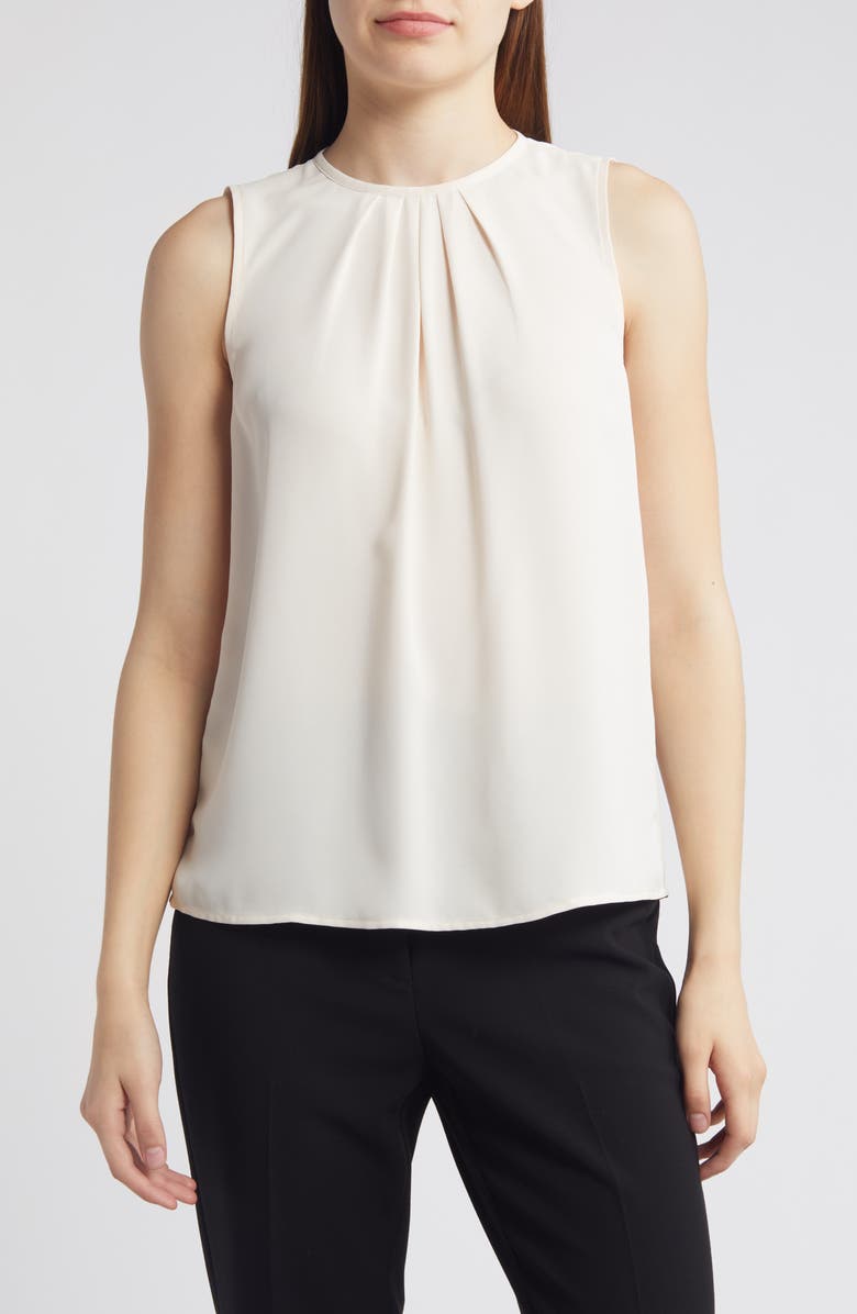 Anne Klein Pleat Neck Sleeveless Top, Main, color, 