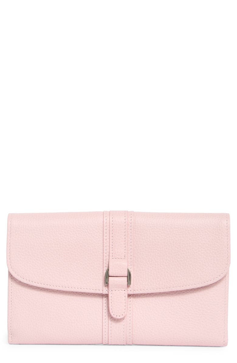 Longchamp Leather Checkbook Wallet, Main, color, Powder