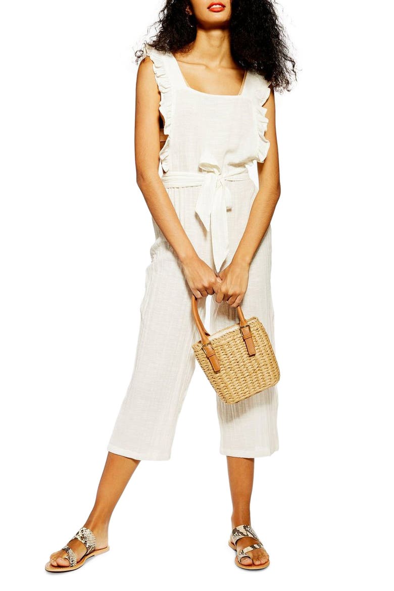 Frill Crop Jumpsuit, Main, color, CREAM
