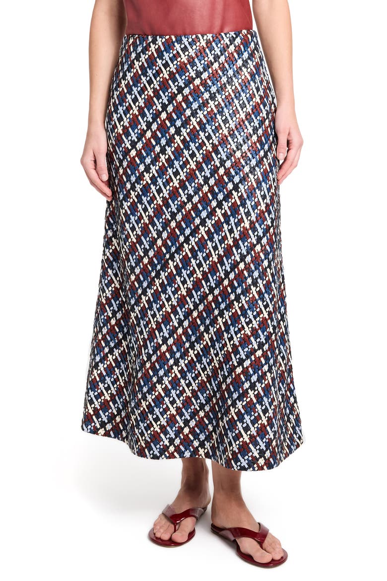 Leather A-Line Skirt, Main, color, BLUE MULTI