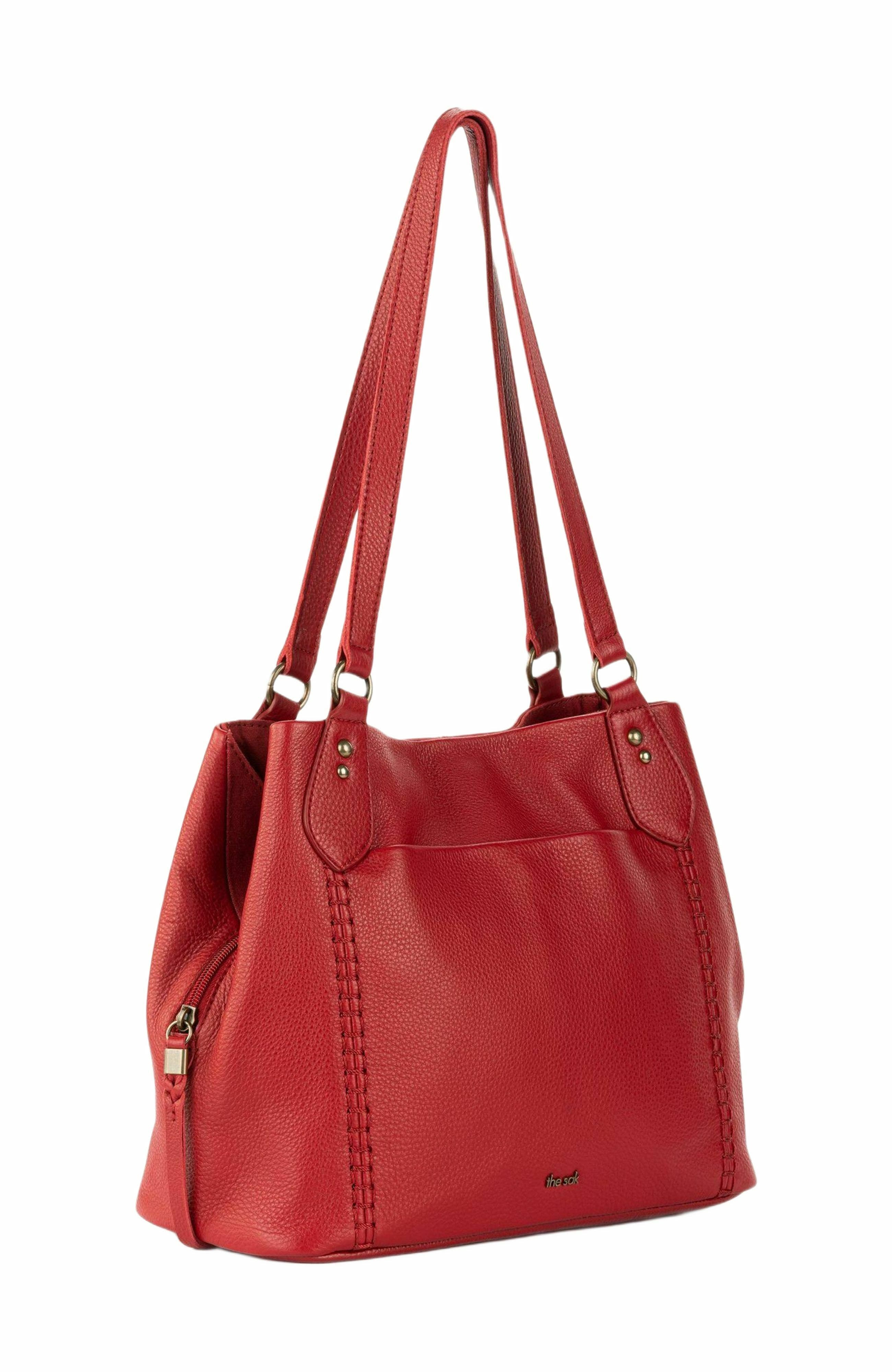 Melrose Leather Satchel, Alternate, color, Scarlet