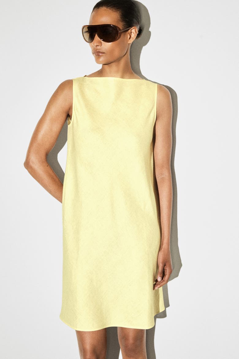 Tailored Linen Mini Dress, Alternate, color, BUTTER YELLOW