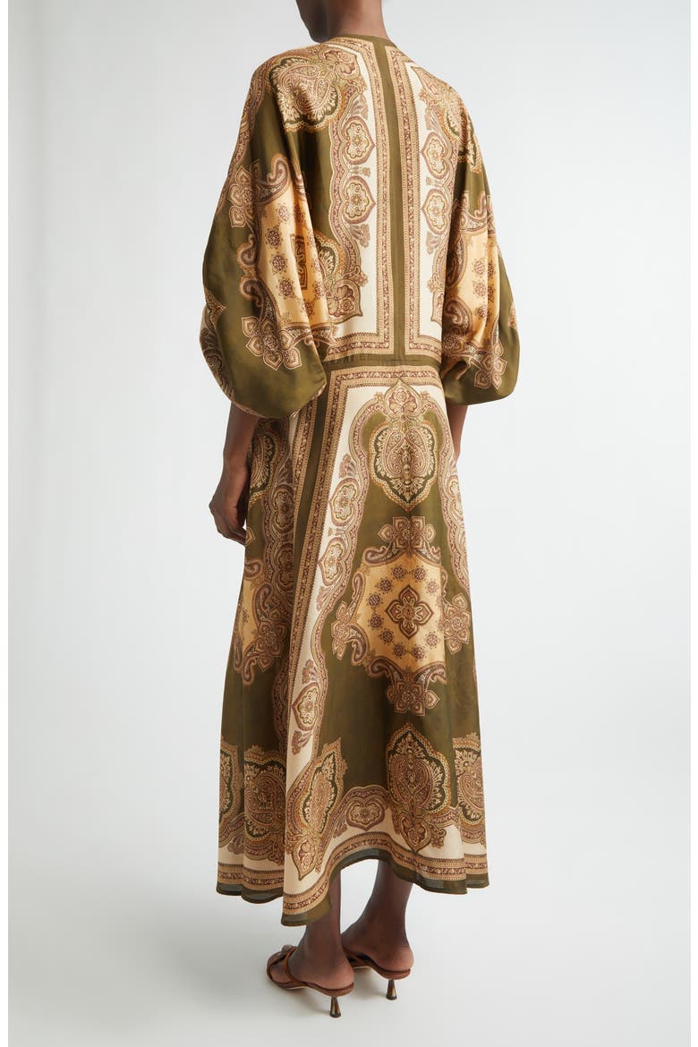 Mahon Paisley Print Habutai Silk Maxi Dress, Alternate, color, OLIVE PAISLEY