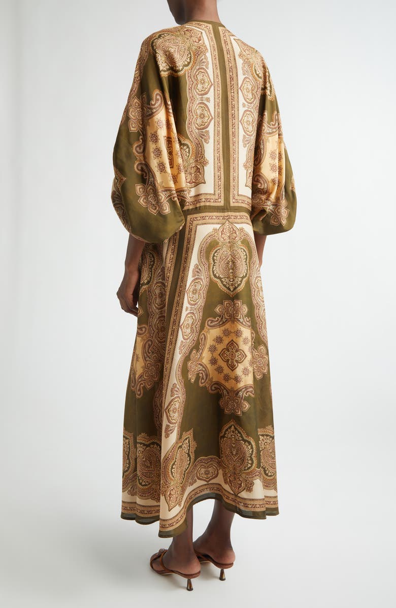 Zimmermann Mahon Paisley Print Habutai Silk Maxi Dress, Alternate, color, Olive Paisley