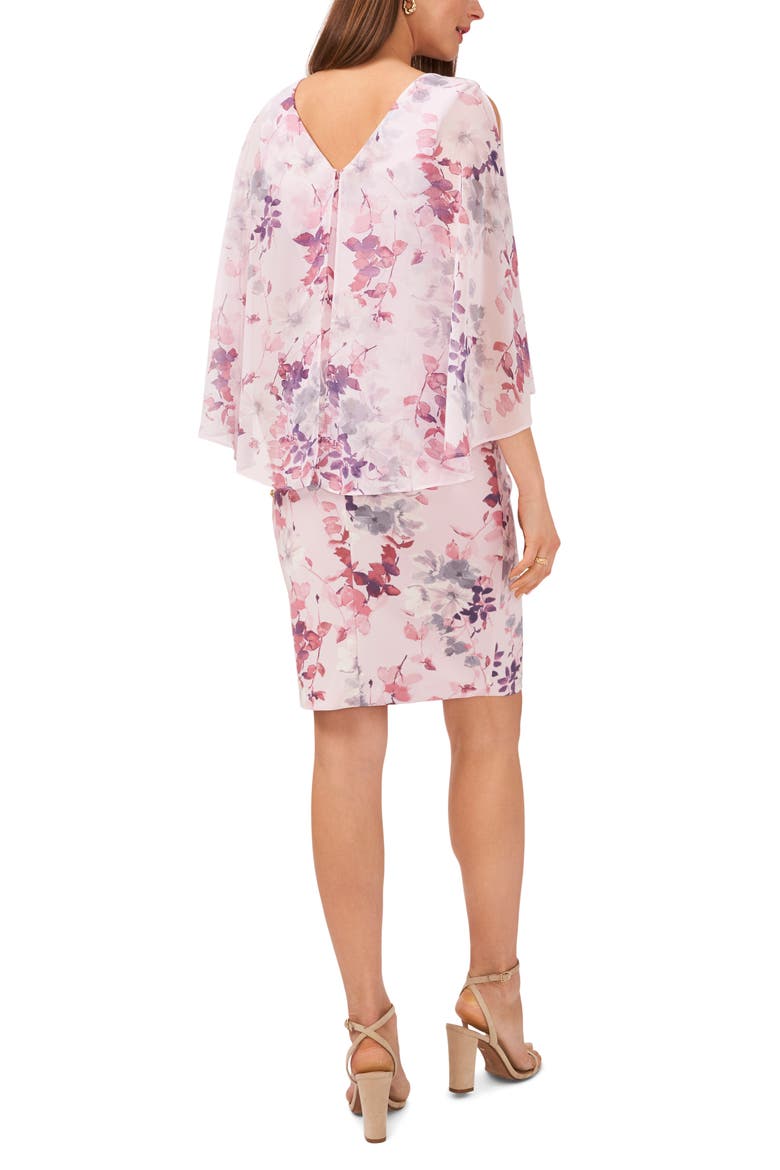 Notch Neck Floral Overlay Sheath Minidress, Alternate, color, LILAC/PURPLE