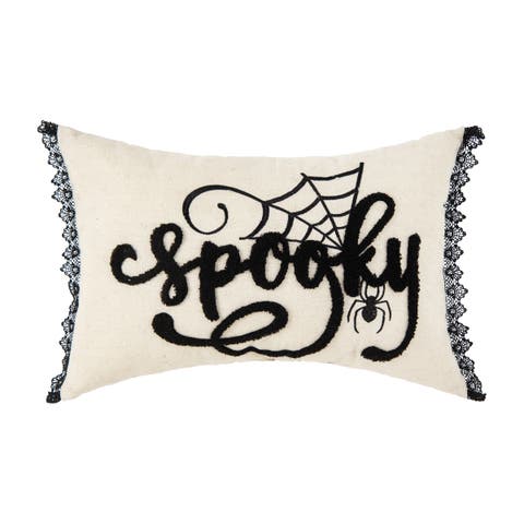 Spider Web Halloween Embroidered Accent Pillow, 14" x 22"