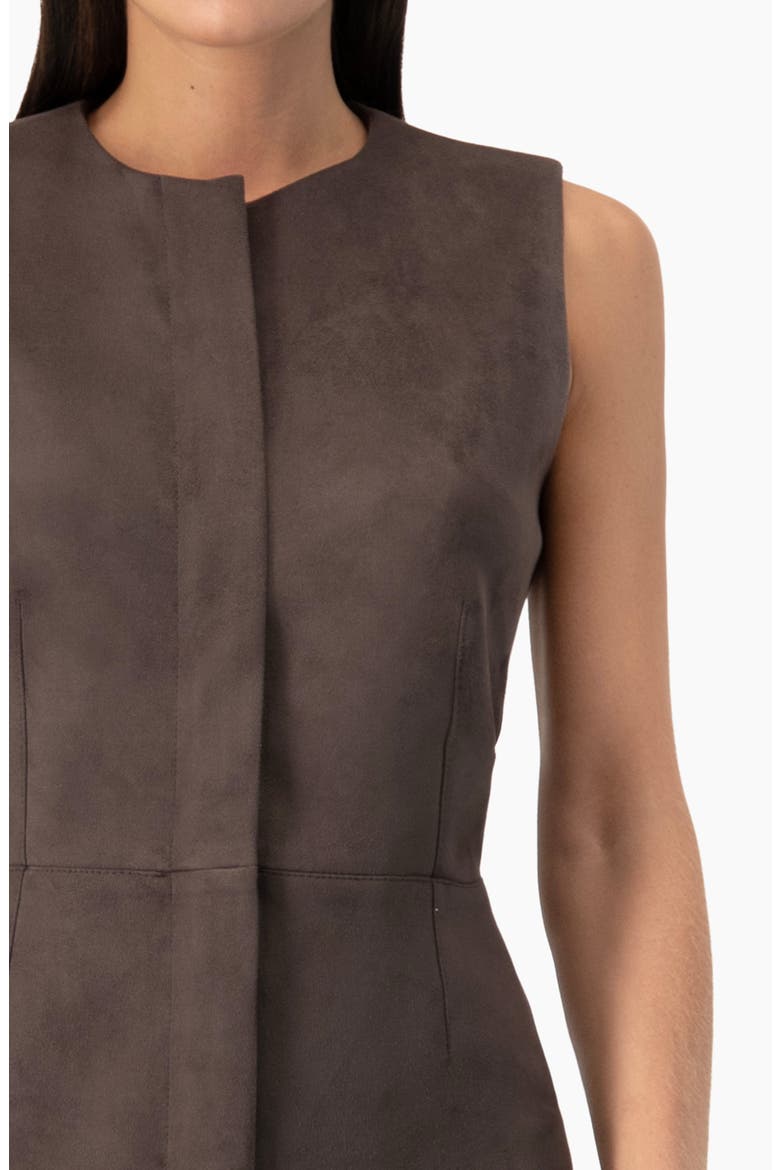Sleeveless Faux Suede Sheath Dress, Alternate, color, Taupe