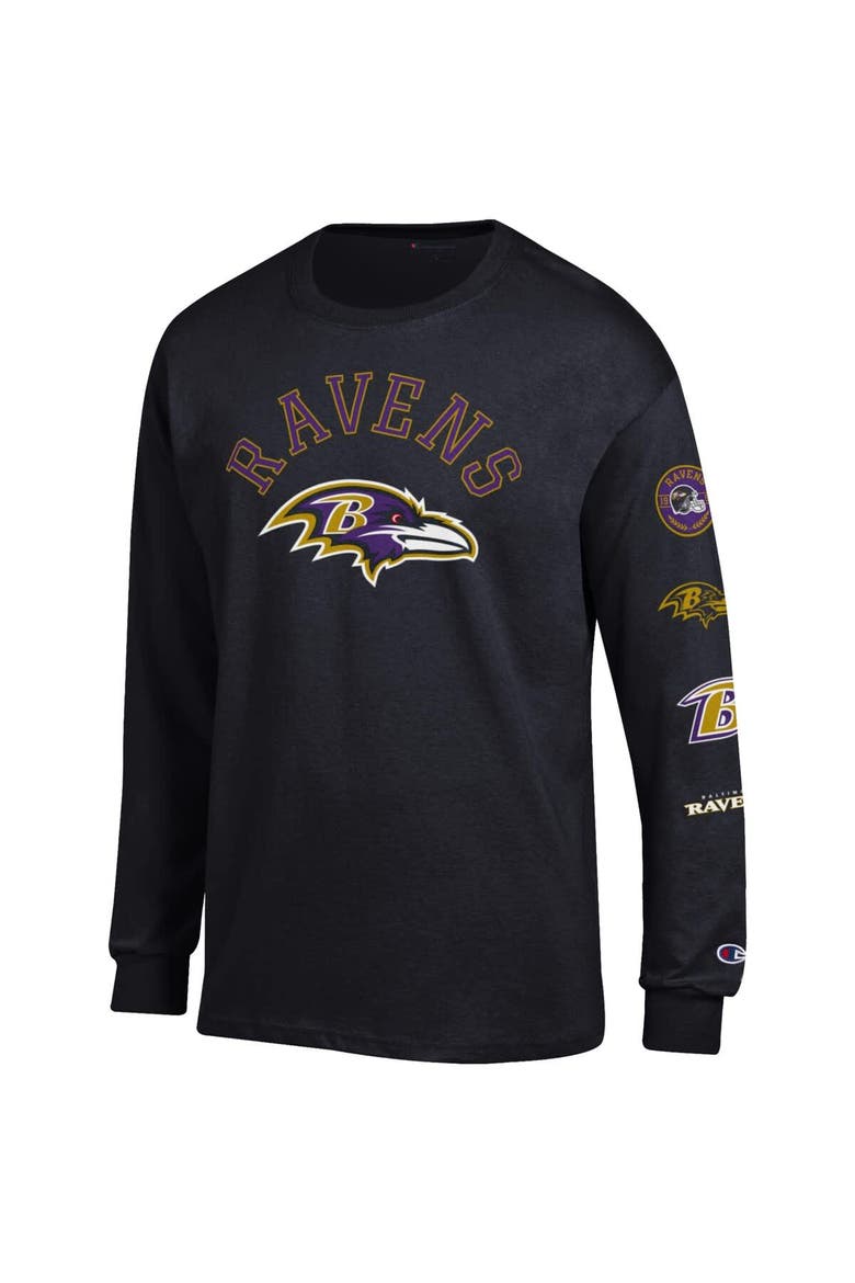 Men's Champion  Black Baltimore Ravens Seal Long Sleeve T-Shirt, Alternate, color, Black