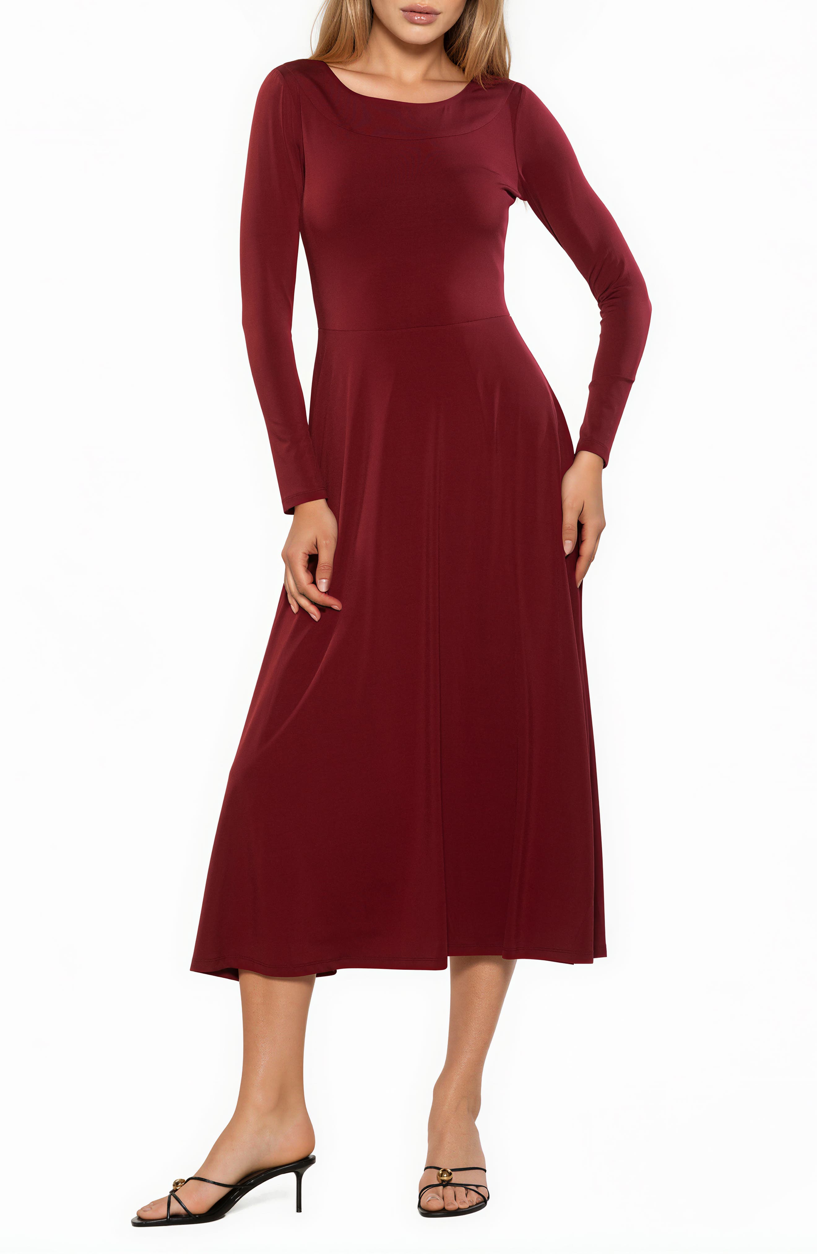 Harlow Long Sleeve Fit & Flare Midi Dress