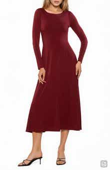 Harlow Long Sleeve Fit & Flare Midi Dress