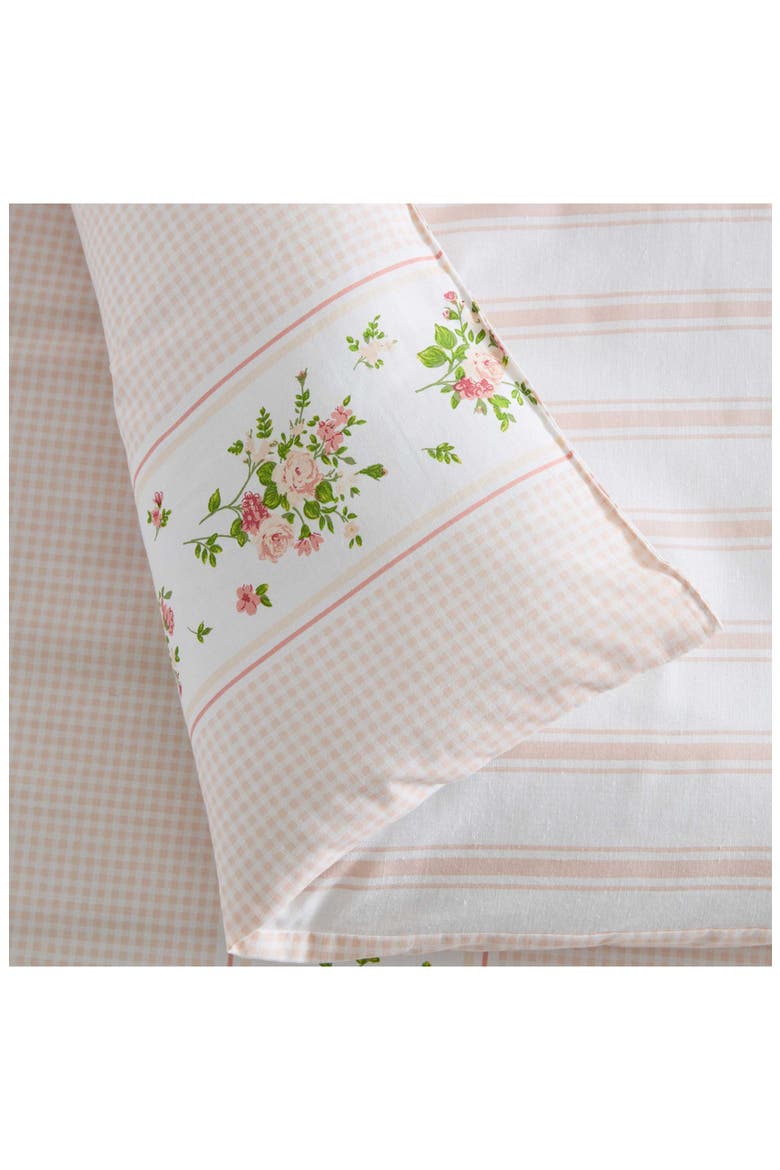 Annabelle Stripe Cotton Comforter Set, Alternate, color, WHITE/ PEARL PEACH/ DARK PINK