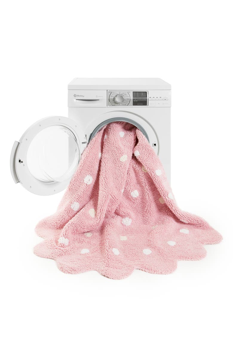 Lorena Canals Little Biscuit Polka Dot Washable Cotton Blend Round Rug, Alternate, color, Pink