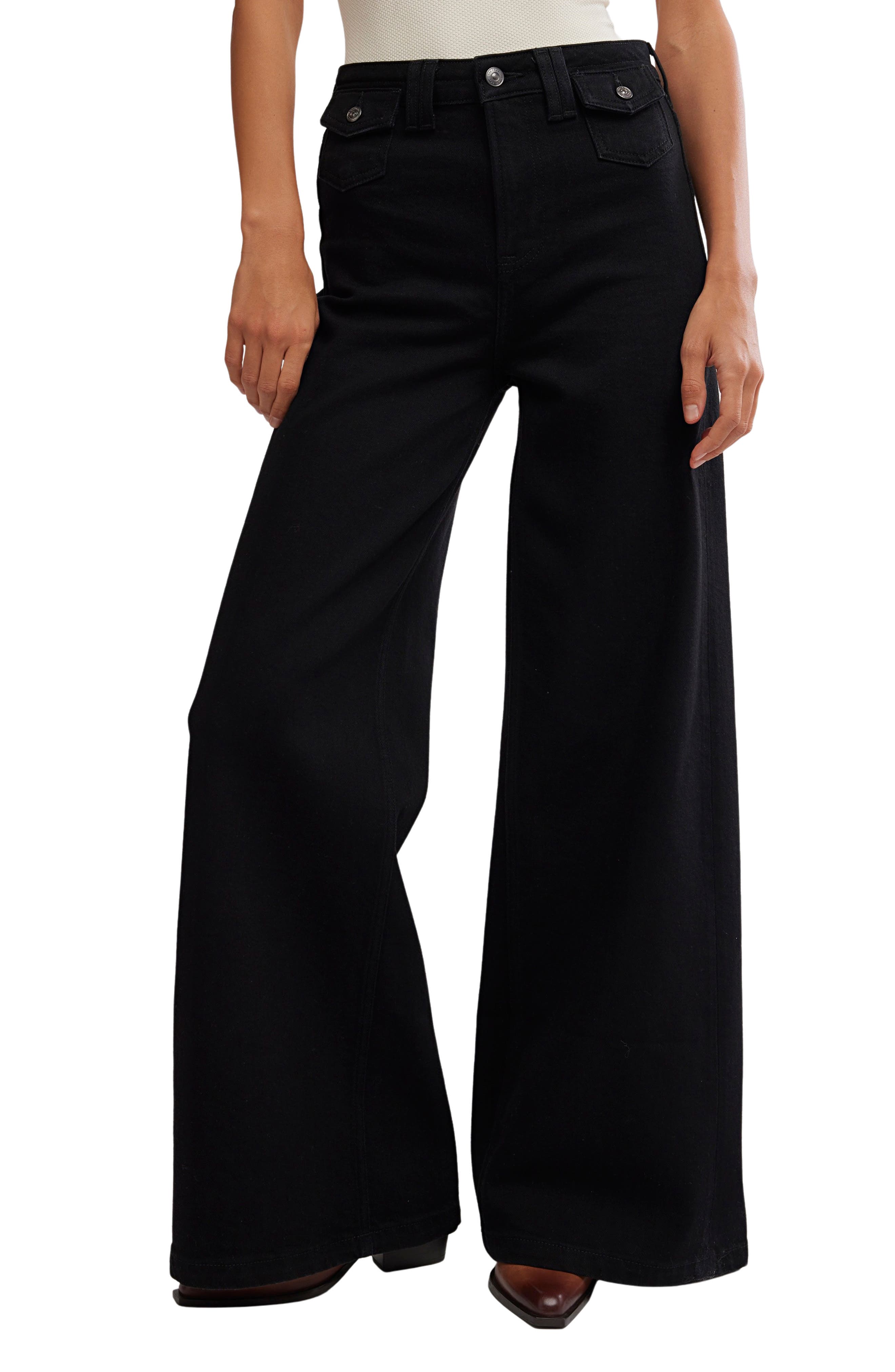 Free People Kellee High Waist Stretch Denim Palazzo Jeans